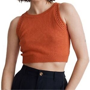 Madewell orange cropped sweater crochet